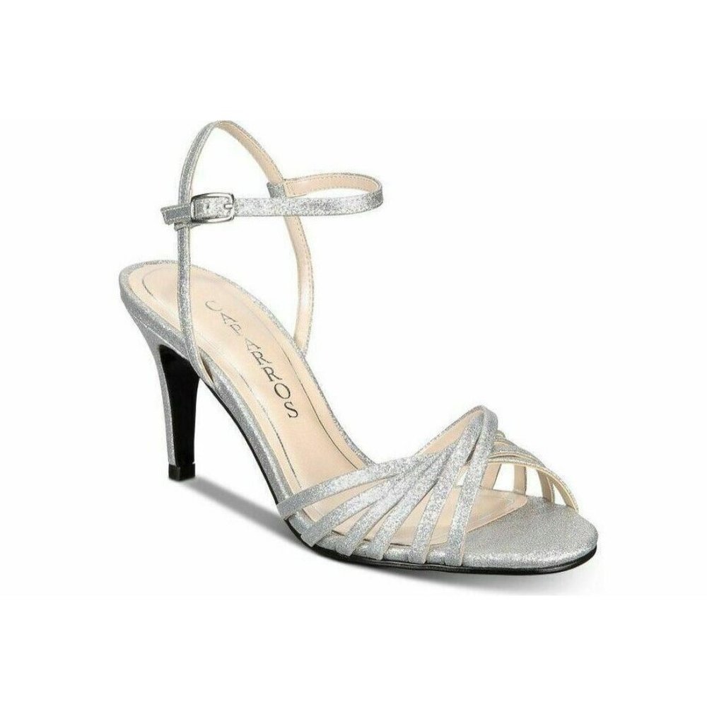 Caparros Quayliah Silver Flame Ankle Strap Heeled Sandals Women's US size 6